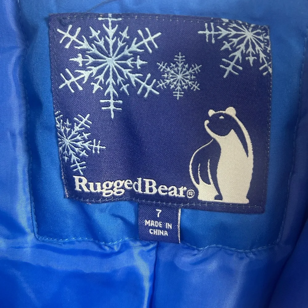 Rugged Bear Boys Blue Snowsuit - Size 7 - Insulated Winter One-Piece. Used